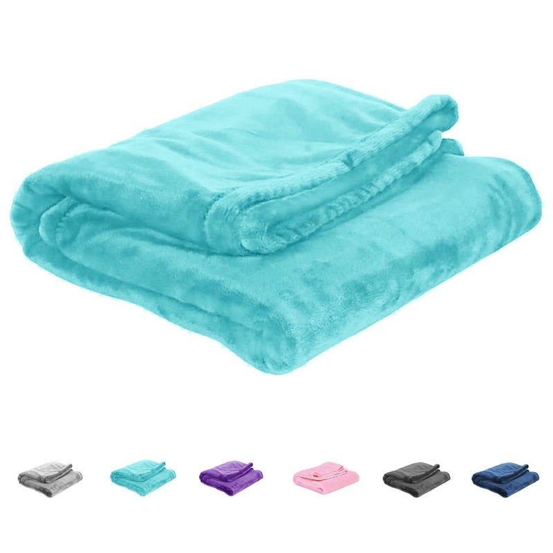 UOZZI BEDDING All-Season Teal (Light Blue) Flannel Fleece Baby Blanket for Girls & Boys - Ultra Soft Plush Thin Kids Toddler Blanket for Crib, Pram Strollers, Sofa, 100% Microfiber Polyester 27"x39" - Image 1